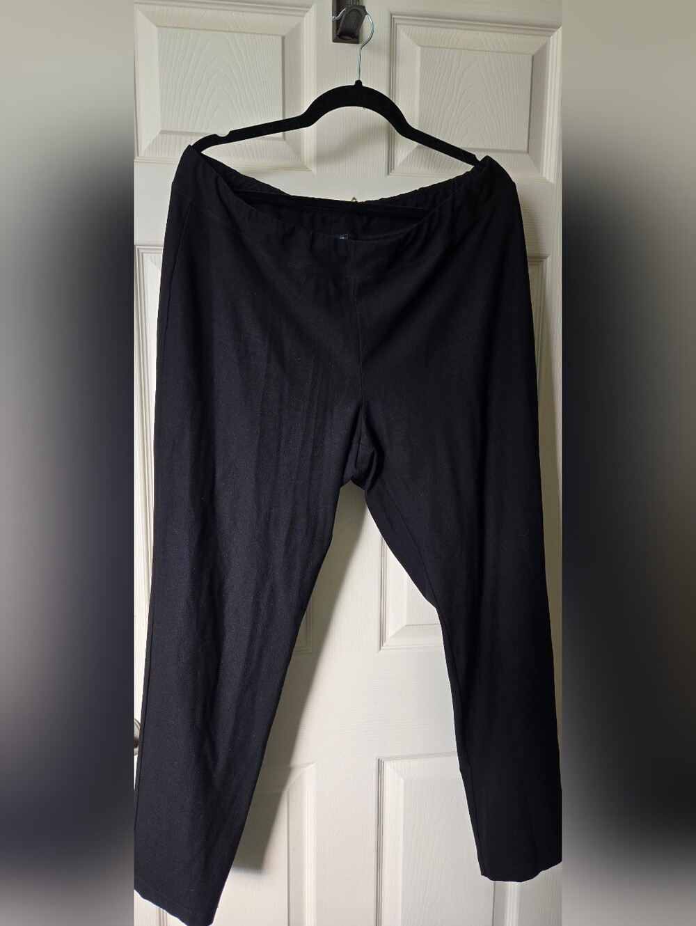 Eileen Fisher Black Stretch Straight Leg Pull On Pants Size L